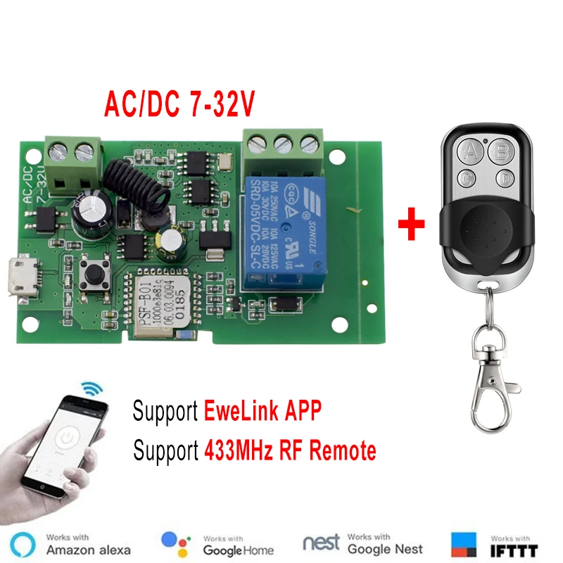 Relay Module 1 Channel - Ewelink AC/DC 5V 7V-32V EWelink APP