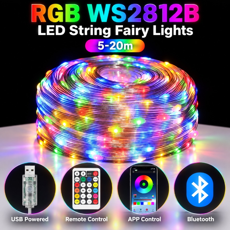 Ws2812B - 5~20m WS2812B RGB LED 전구 스트링