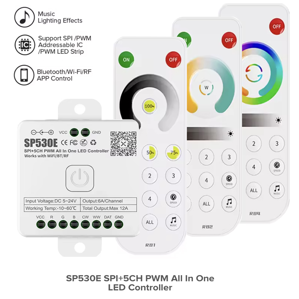 Ws2812B Strip 5V - SP530E 올인원 LED 컨트롤러 5채널 PWM