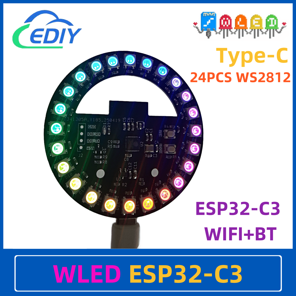 Ws2812B - WLED ESP32-C3 개발 보드 원형 다채로운
