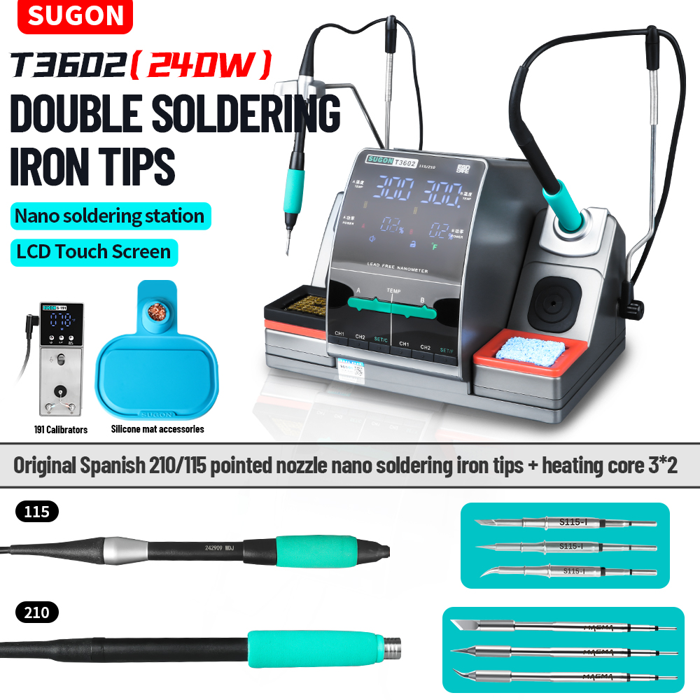 SUGON T3602 240W 납땜 스테이션 이중 핸들 - Soldering Iron Temperature Probe 리뷰 및 가격
