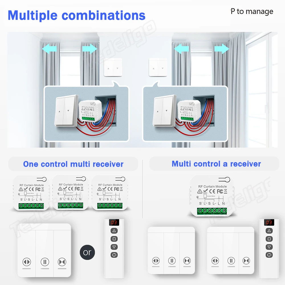 433 MHz RF 커튼 스위치 모듈 전동 롤러 셔터  - Joystick Module 리뷰 및 가격