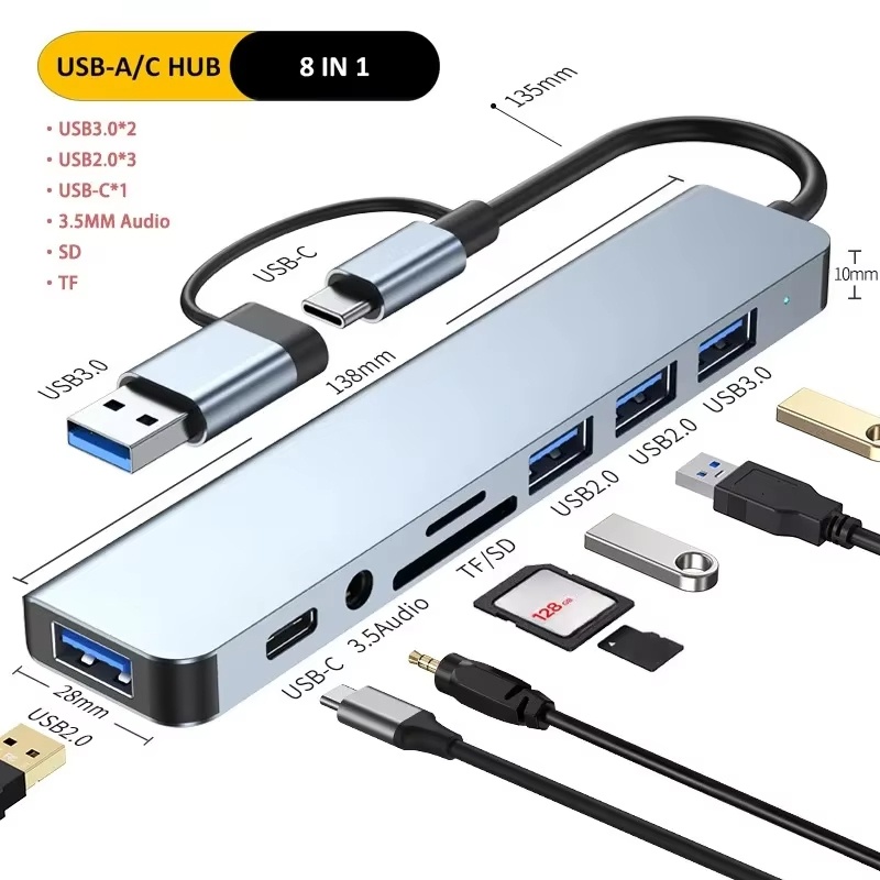 타입 C 허브 USB 스플리터 8 in 1 USB 확장 - Sd Card Module 리뷰 및 가격