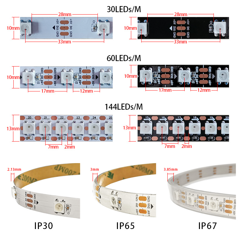 1m/5m WS2812B 30/60/144 leds/m - Ws2812B Strip 5V 리뷰 및 가격